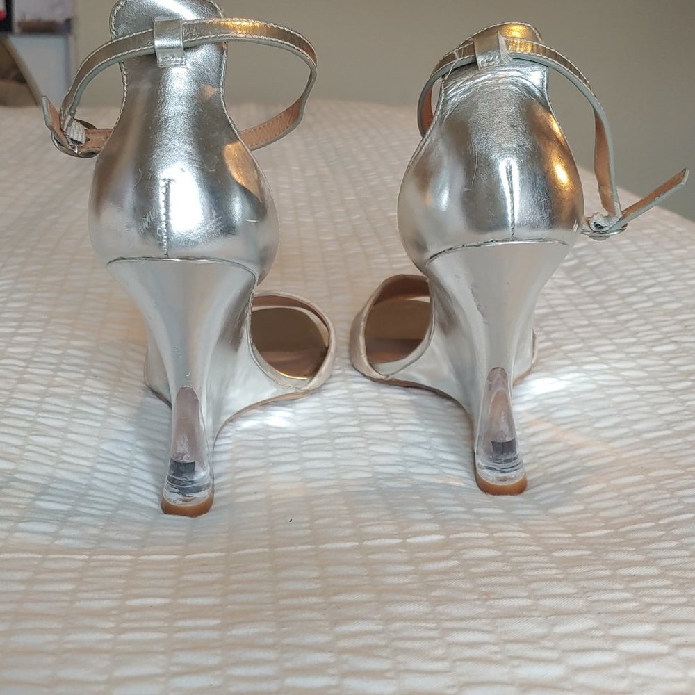 Sigerson Morrison Lucite clear heel wedge sandals sz 9 - Picture 5 of 14